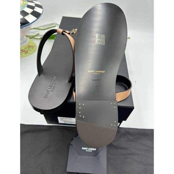 Men\'s Saint Laurent CASSANDRE thong YSL sandals size 45 made in Italy